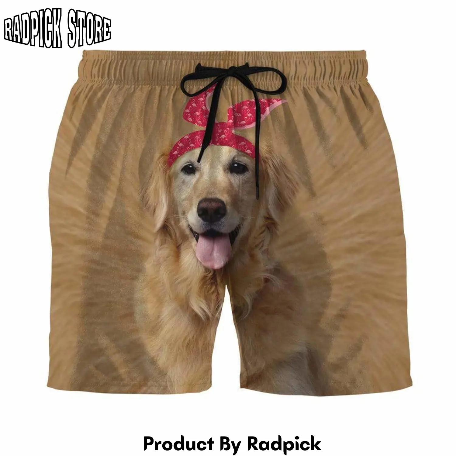 Radpick 3d funny golden retriever custom beach shorts swim trunks rp631503